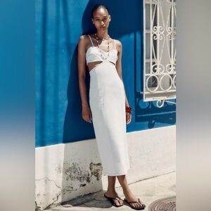 Zara White Cutout Midi Dress